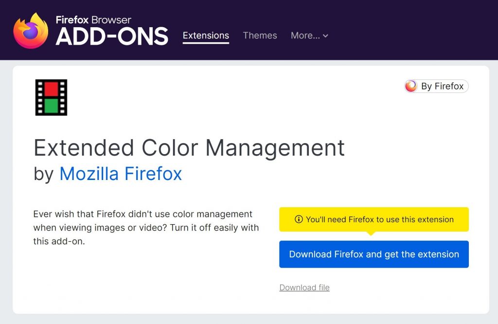 Firefox浏览器发布色彩管理扩展Extended Color Management