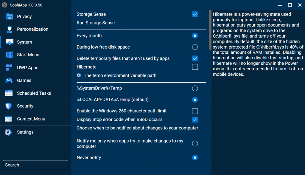 SophiApp：开源的Win11/Win10系统设置和优化工具