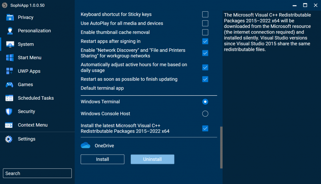 SophiApp：开源的Win11/Win10系统设置和优化工具