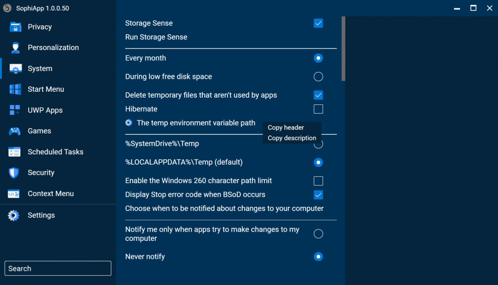 SophiApp：开源的Win11/Win10系统设置和优化工具