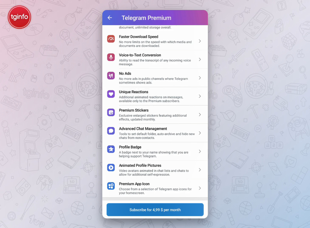 [清单] Telegram付费功能和价格全曝光：4.99美元/月，独享十余种高级功能