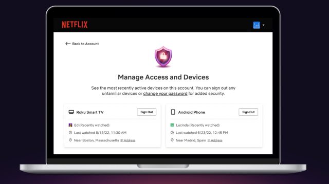 Netflix最新支持从帐户中注销和移除某台设备