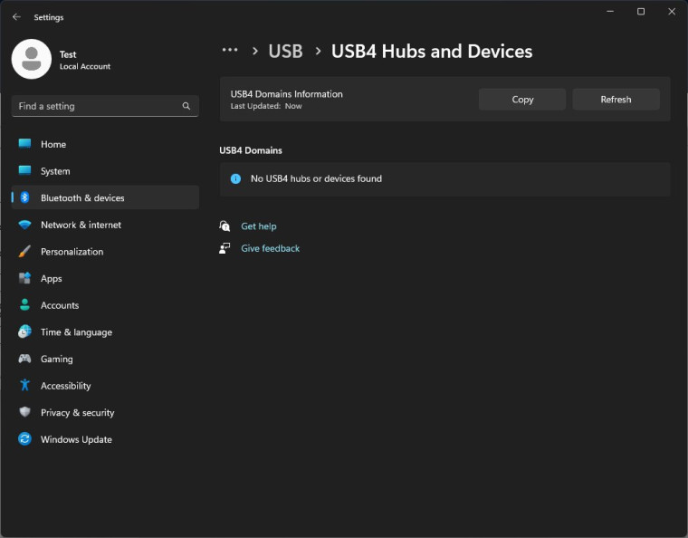 Windows 11新增“USB4 集线器和设备”设置界面