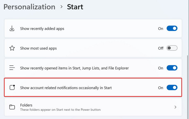 微软将允许禁用Win11开始菜单中的广告通知