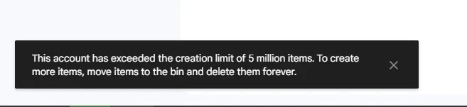 Google Drive似乎设定了文件数量上限，最多可存500万个文件