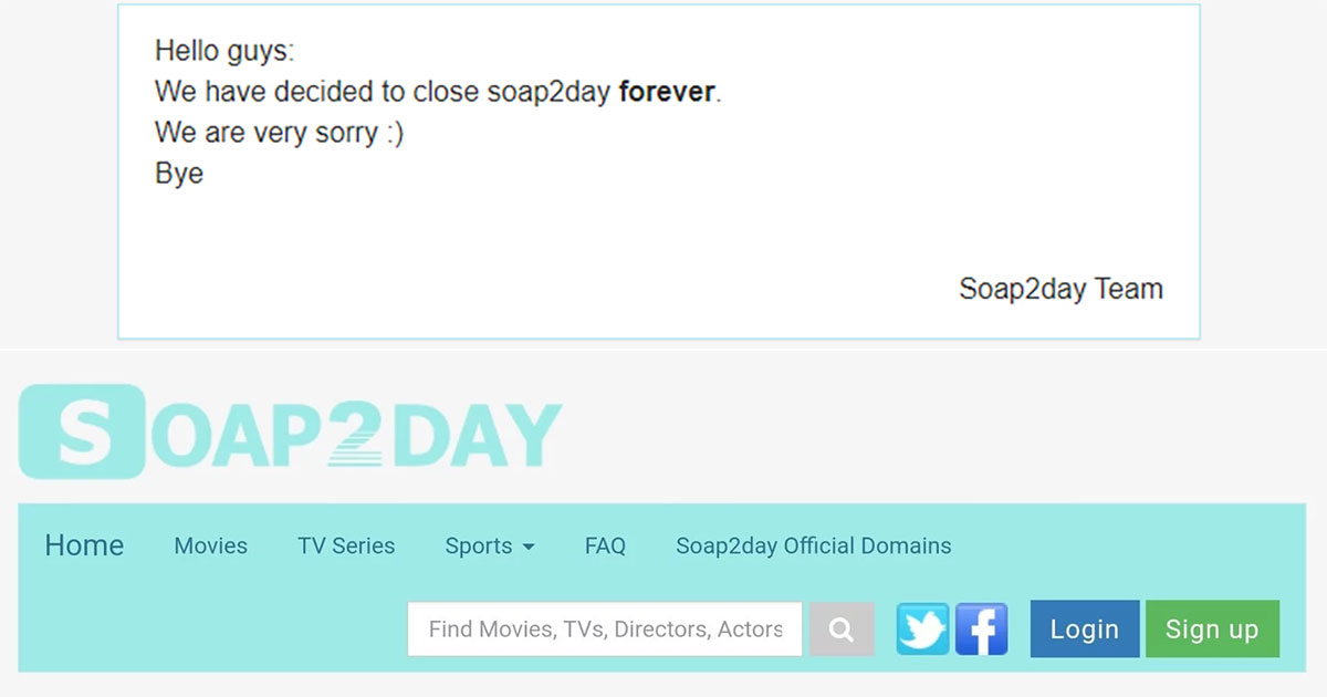 免费影视流媒体网站 Soap2day 突然关闭