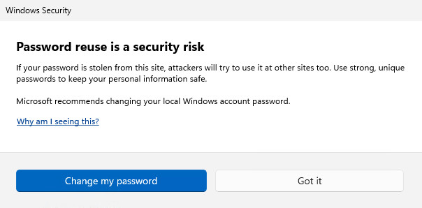 Example warning dialog on unsafe password copy and paste.
