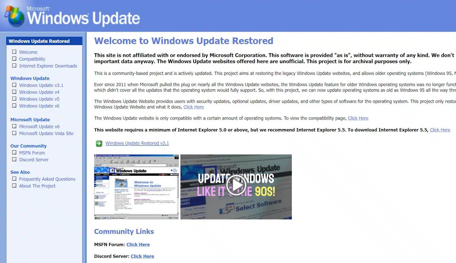 这家网站专为Windows经典版本提供更新包