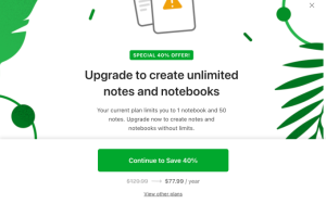 笔记软件Evernote有意限制免费用户的功能