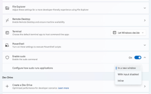 Win11将支持sudo命令